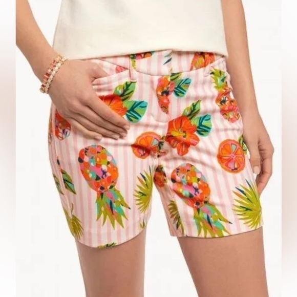 Spartina Carolina Short Moreland Pineapple Stretch Pink Stripe shorts size xs - Picture 1 of 5